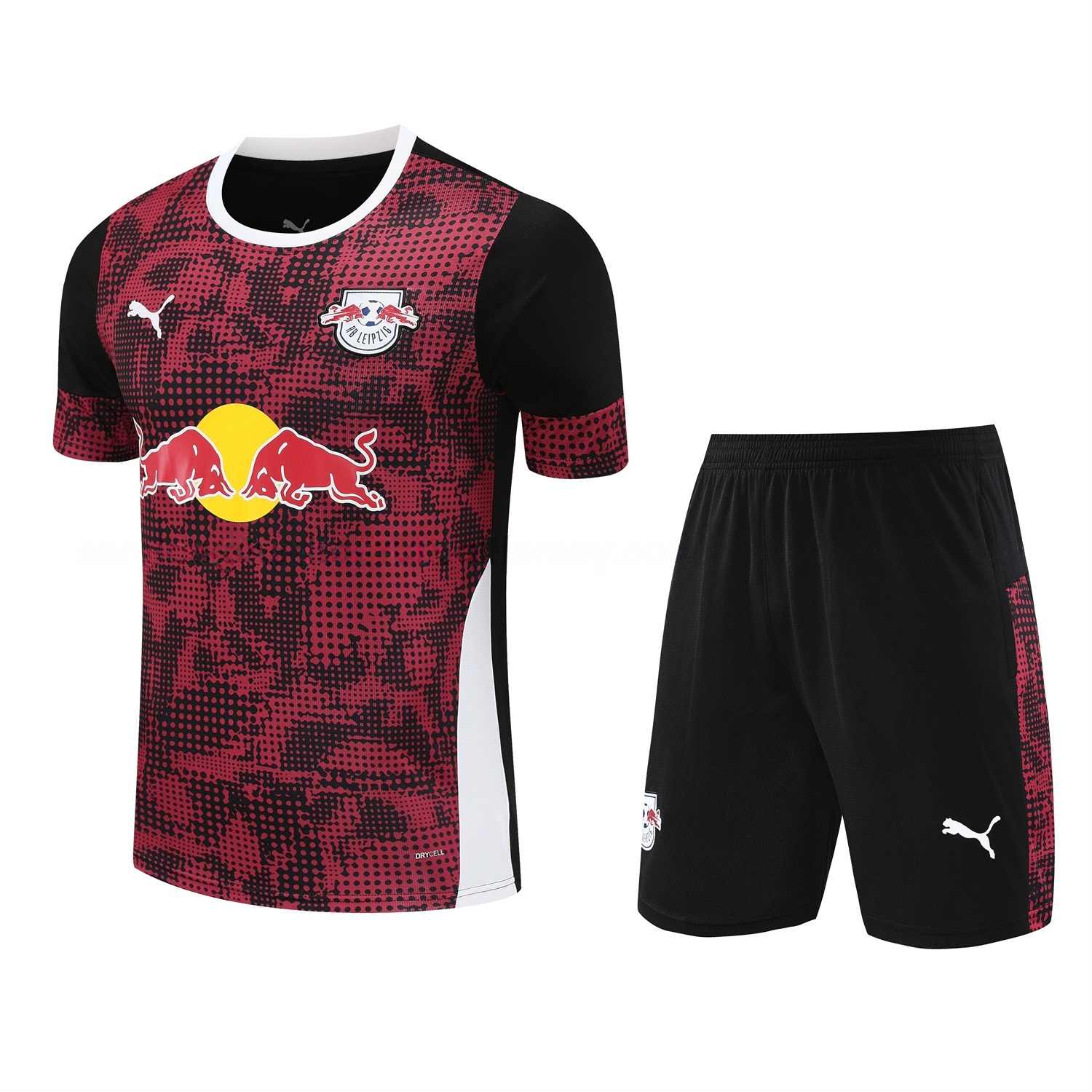 RB Leipzig 25-26 Short-Sleeve Training Set- Red Top & Black Shorts - JerseysGala