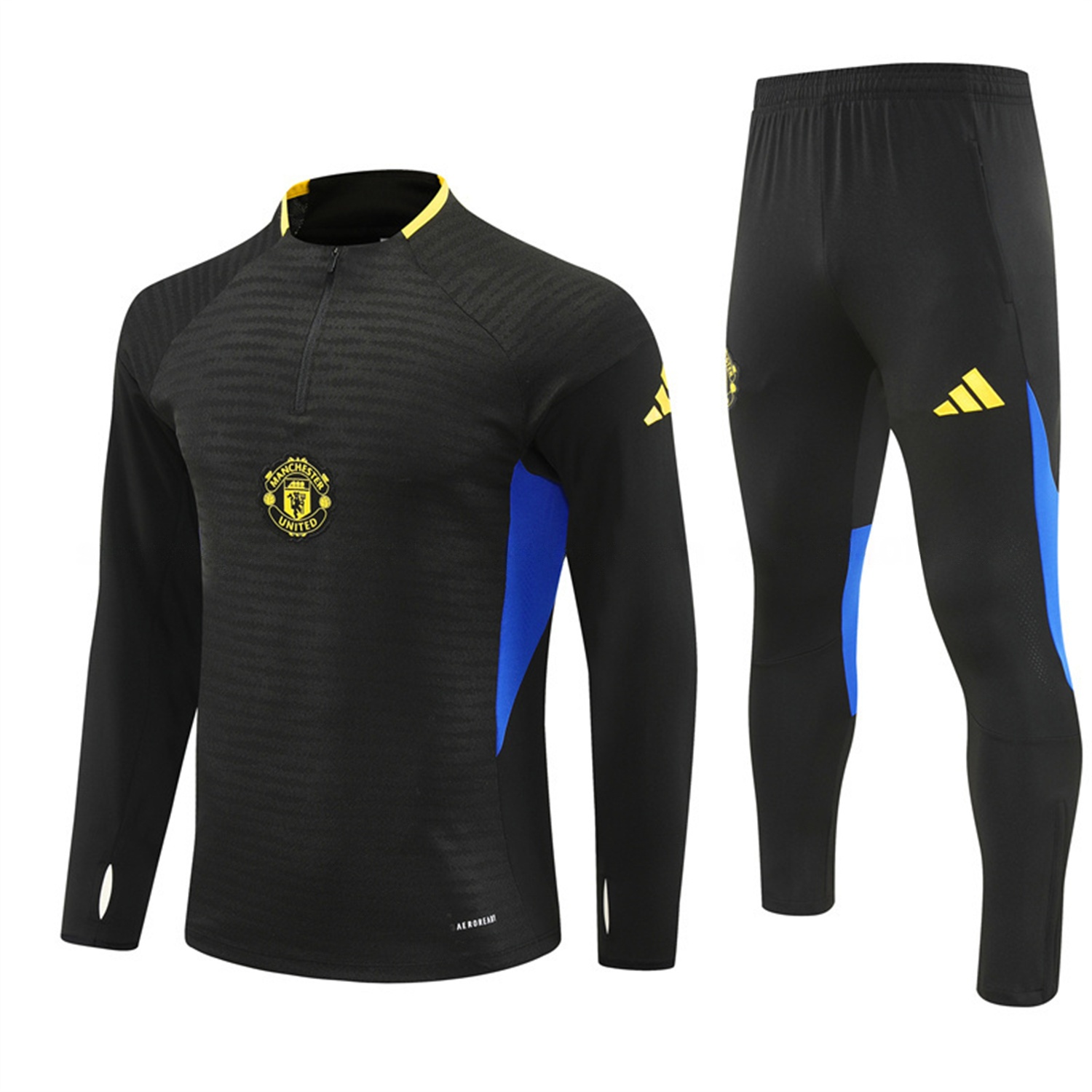 Manchester United 25-26 Long Sleeve Training Set - Black Top & Black Pants - JerseysGala