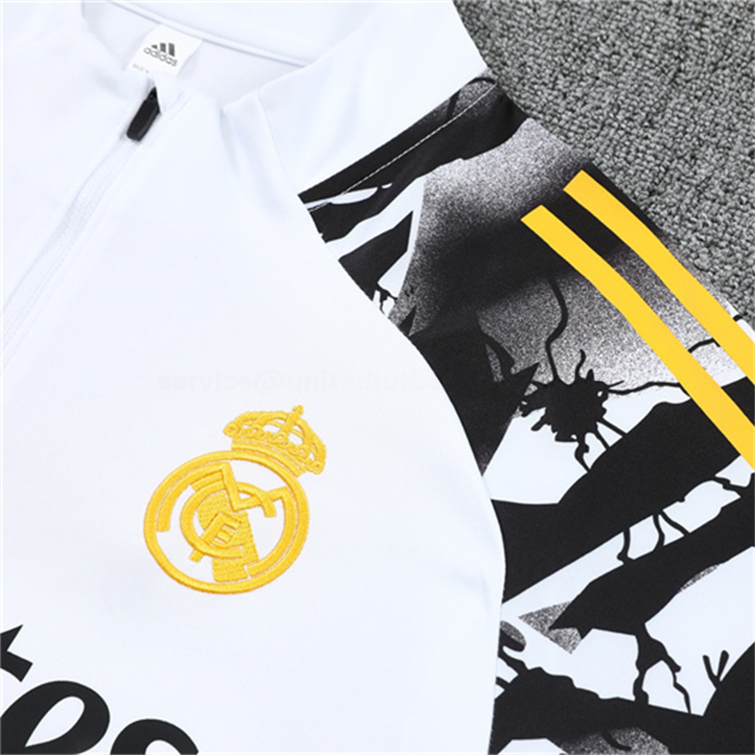 Real Madrid 25-26 Kids Long Sleeve Training Set - White Top & Black Pants - JerseysGala