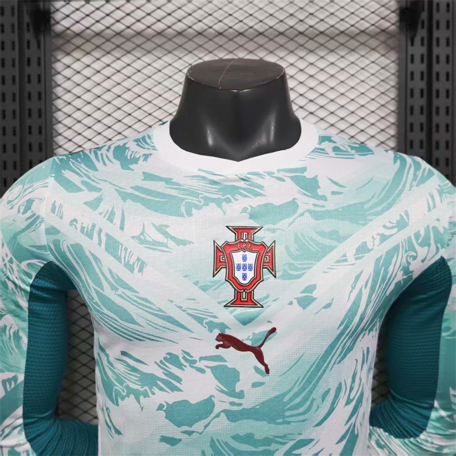 Portugal 2026 Away White And Cyan Long Sleeves Jersey - Player Version - JerseysGala