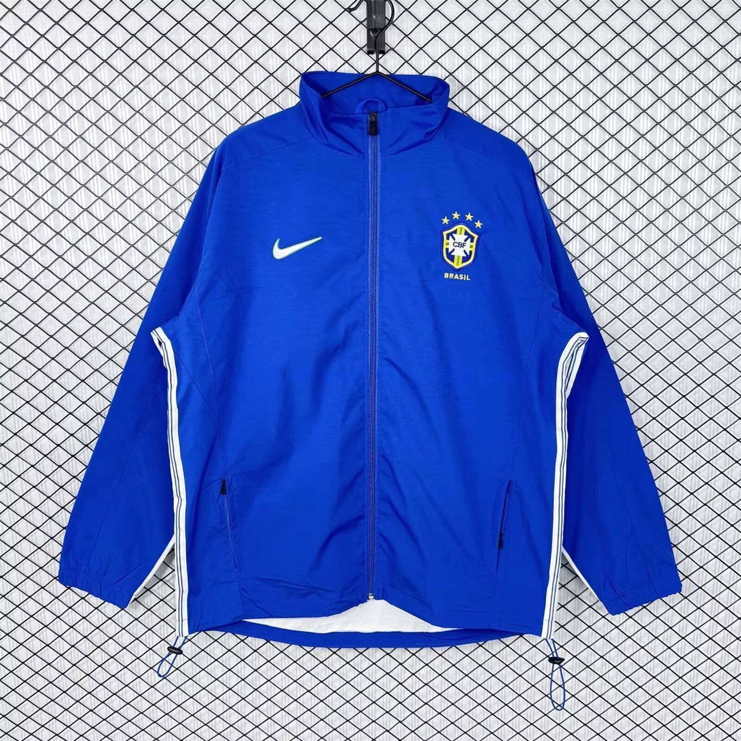 Retro Brazil 1998 Blue Windbreaker - JerseysGala